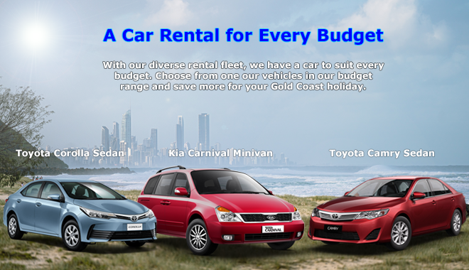Looking for cheap car rental? With our diverse rental fleet, we have a car to suit every budget. With options such as Toyota Corolla, Toyota Camry and Kia Carnival, you'll be spoilt for choice.